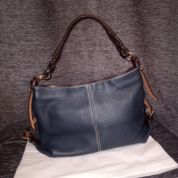 Dooney & Bourke Dark Blue and Brown Hobo Bag - Picture 5 of 9